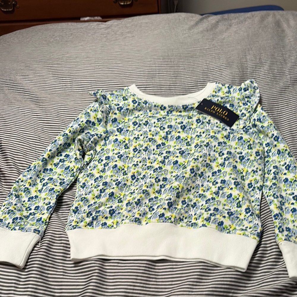 Floral Kids Top - Blue and White